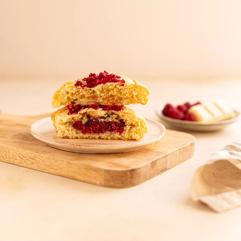Cookie chocolat blanc cœur framboises
